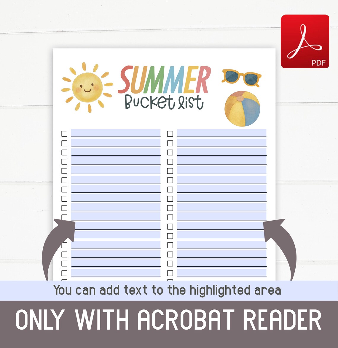 Summer Bucket List Printable for Kids – Editable & Pre-filled Versions ...