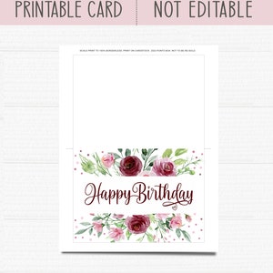 Printable Birthday Cards. Happy Birthday. Marsala Card. - Etsy