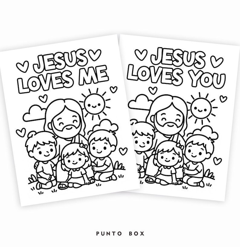 Jesus Loves Me and You Coloring Pages – Printable Kawaii Christian Art ...