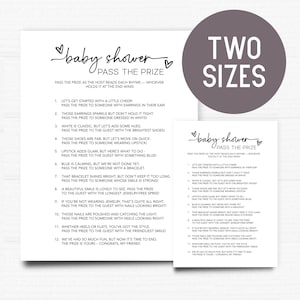 Babyshower Geef het prijzenspel door - Afdrukbaar en direct downloaden