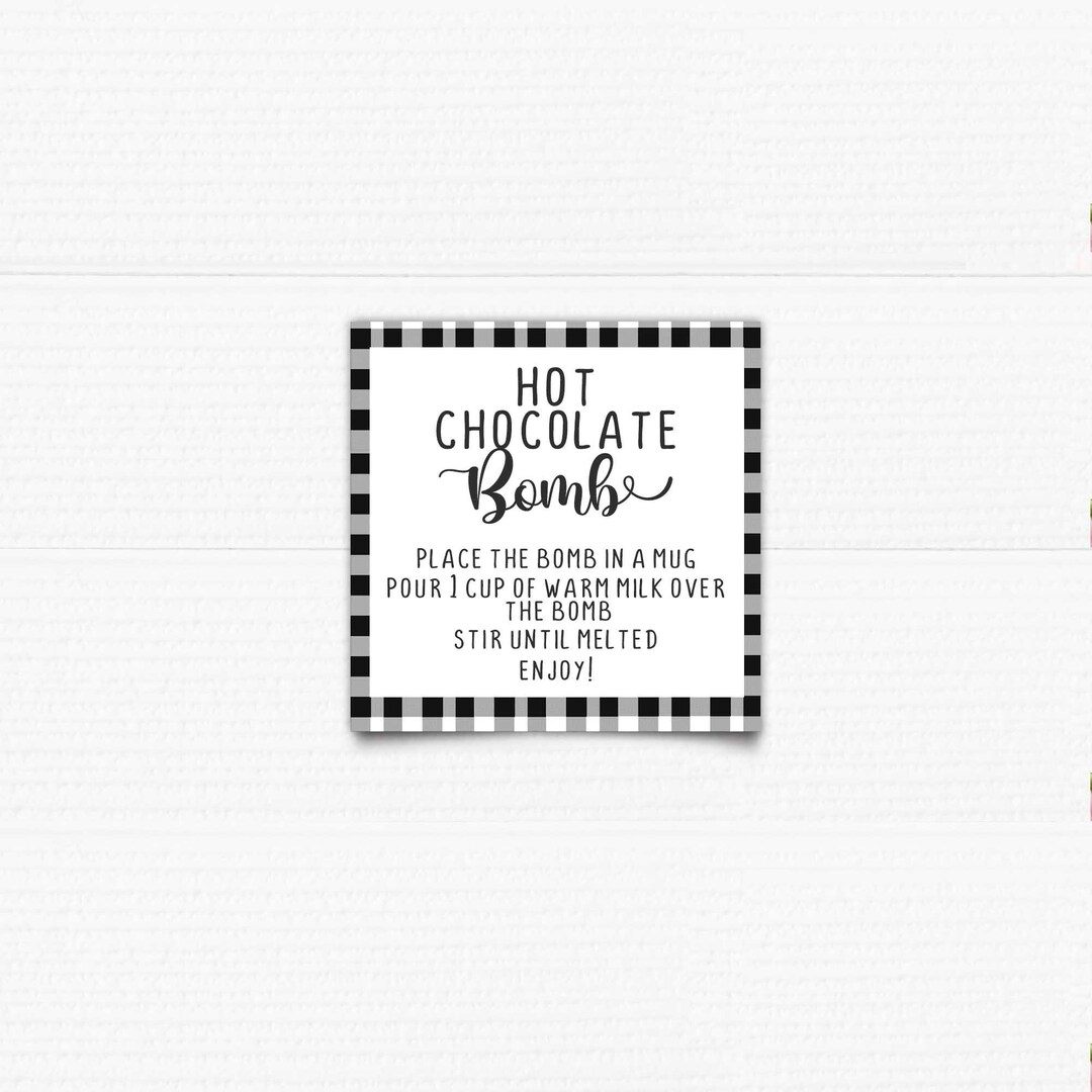 Printable Hot Chocolate Bomb Instructions Printable Square Tag Black