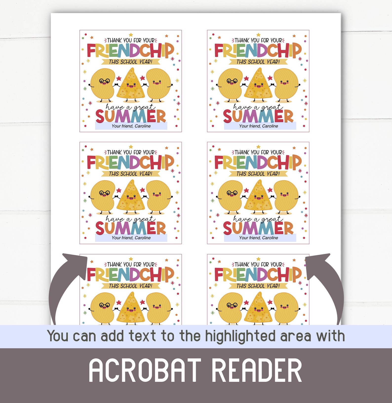 End of the Year Summer Gift Tag for Classmates – “thank You for Your ...
