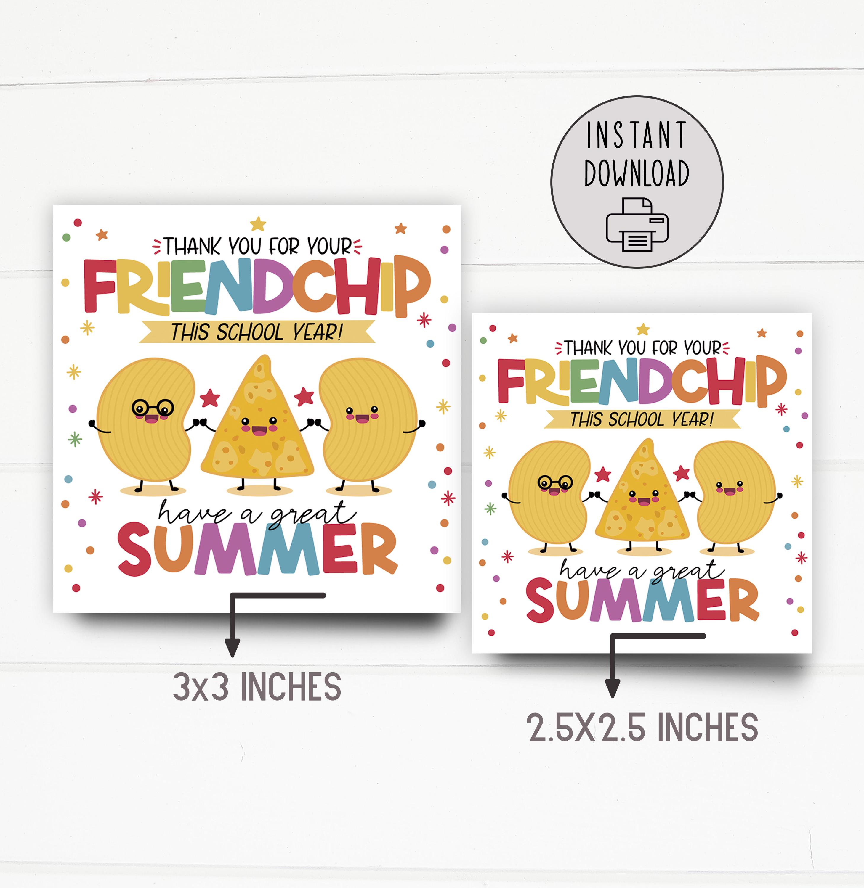 End of the Year Summer Gift Tag for Classmates – “thank You for Your ...