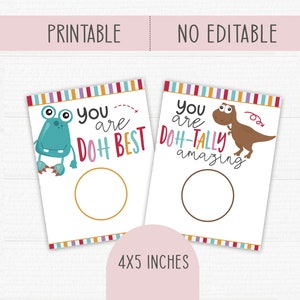 Play Doh Printable Cards. Valentines Day Favor Tags. Kids Valentines ...