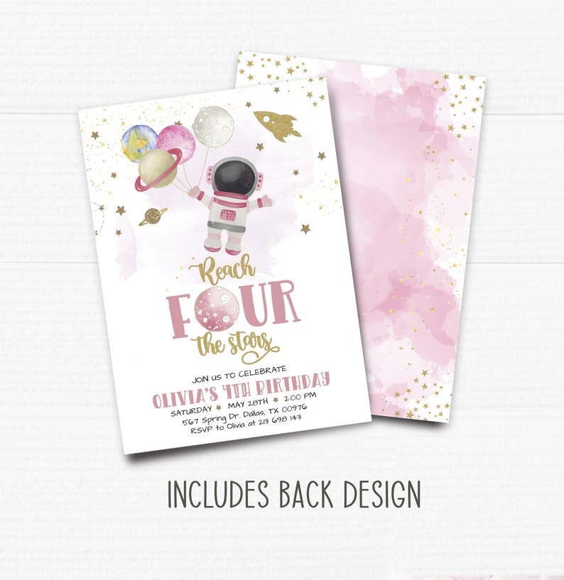 Editable Birthday Fourth Birthday Invitation. Reach Four the - Etsy