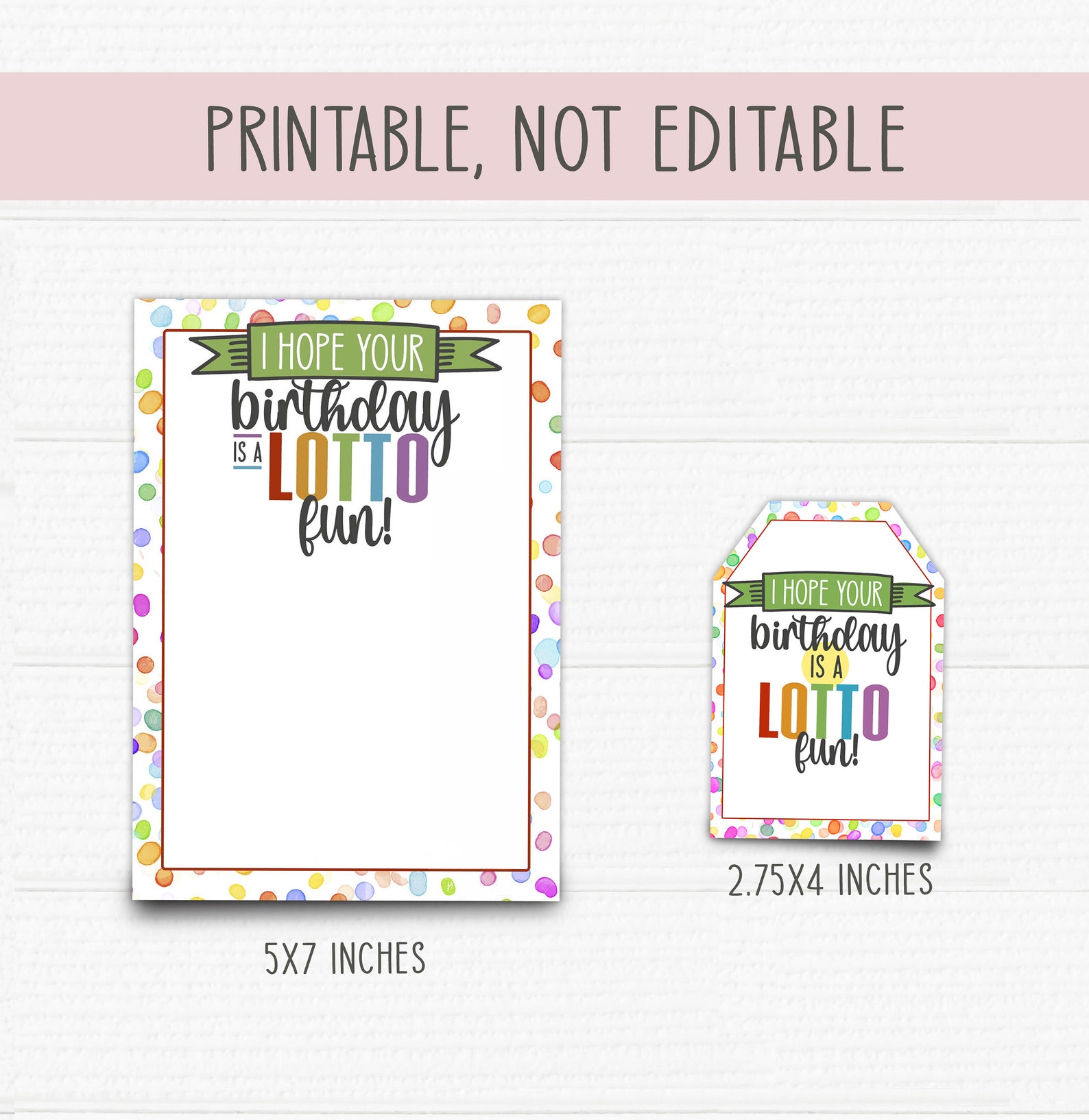 Printable Birthday Lottery Ticket Gift Card and Tag. Hope Your Etsy