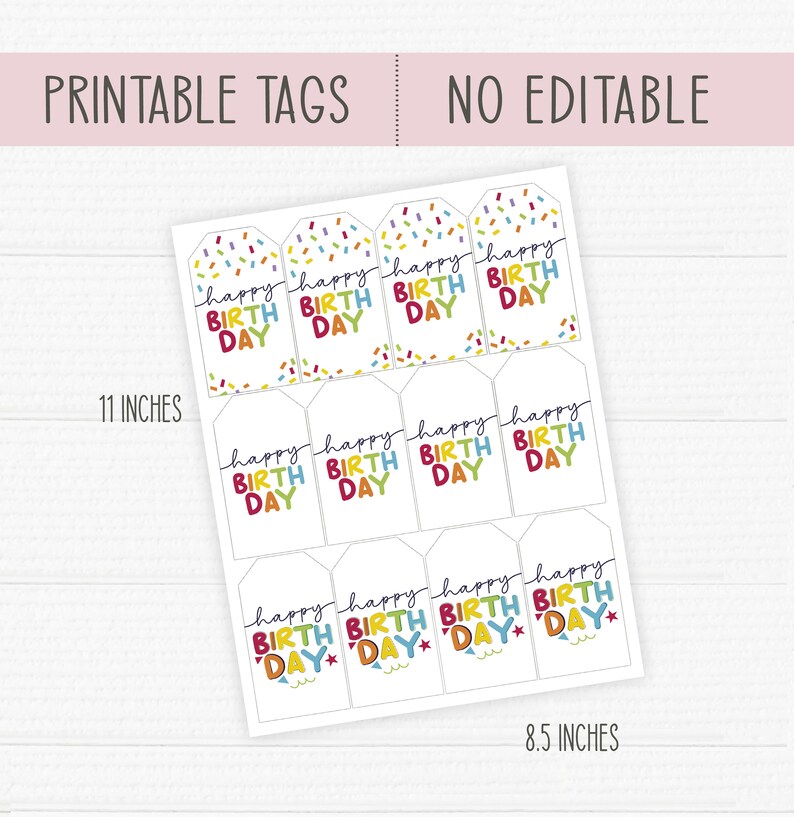 Printable Birthday Tags. Favor Tags. Not Editable. Three - Etsy
