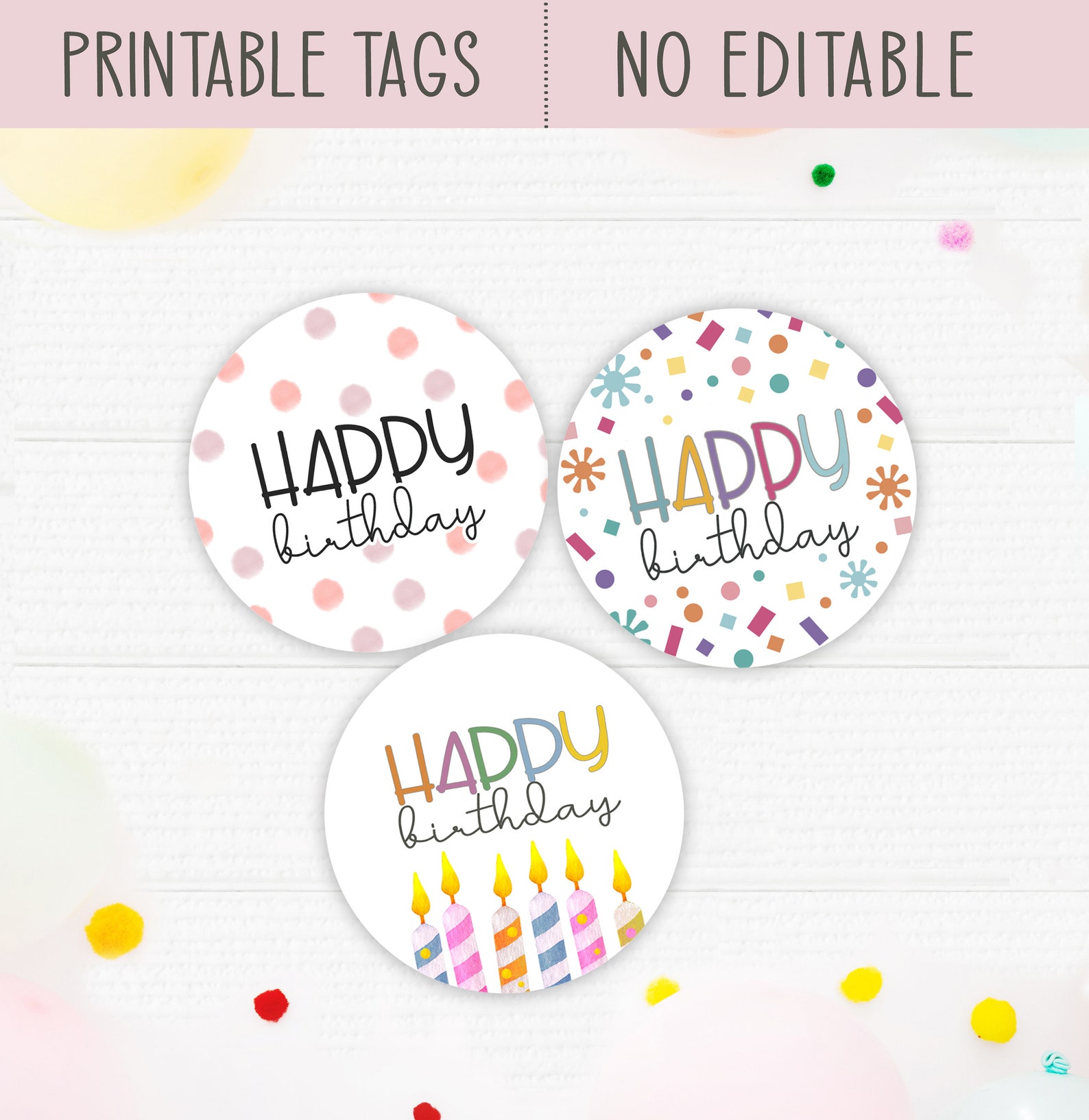 Printable Birthday Tag. Instant Download. Not Editable. Three - Etsy