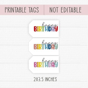 Printable Birthday Tags. Favor Tags. Three Different Designs, Three ...