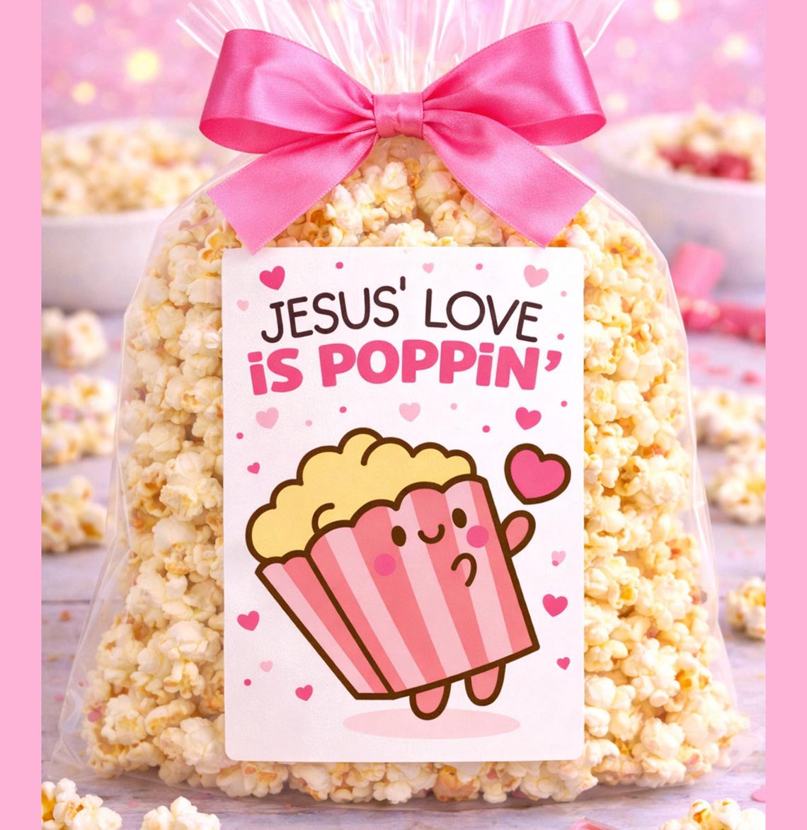 Christian Valentine Popcorn Tags Printable, Jesus Love is Poppin, Pop ...