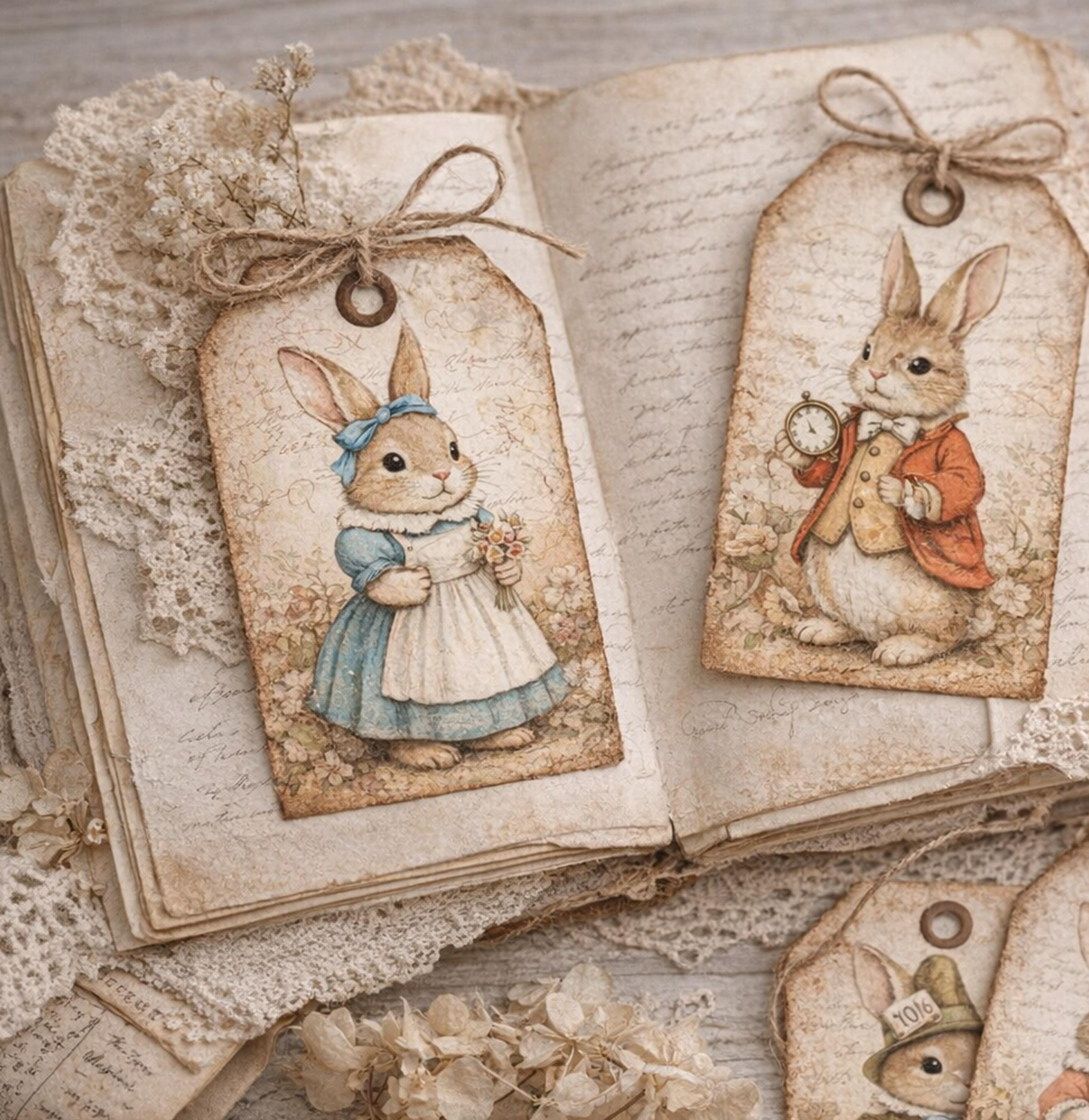 Vintage Rabbit Tags Printable – Ephemera – Junk Journal Tags ...