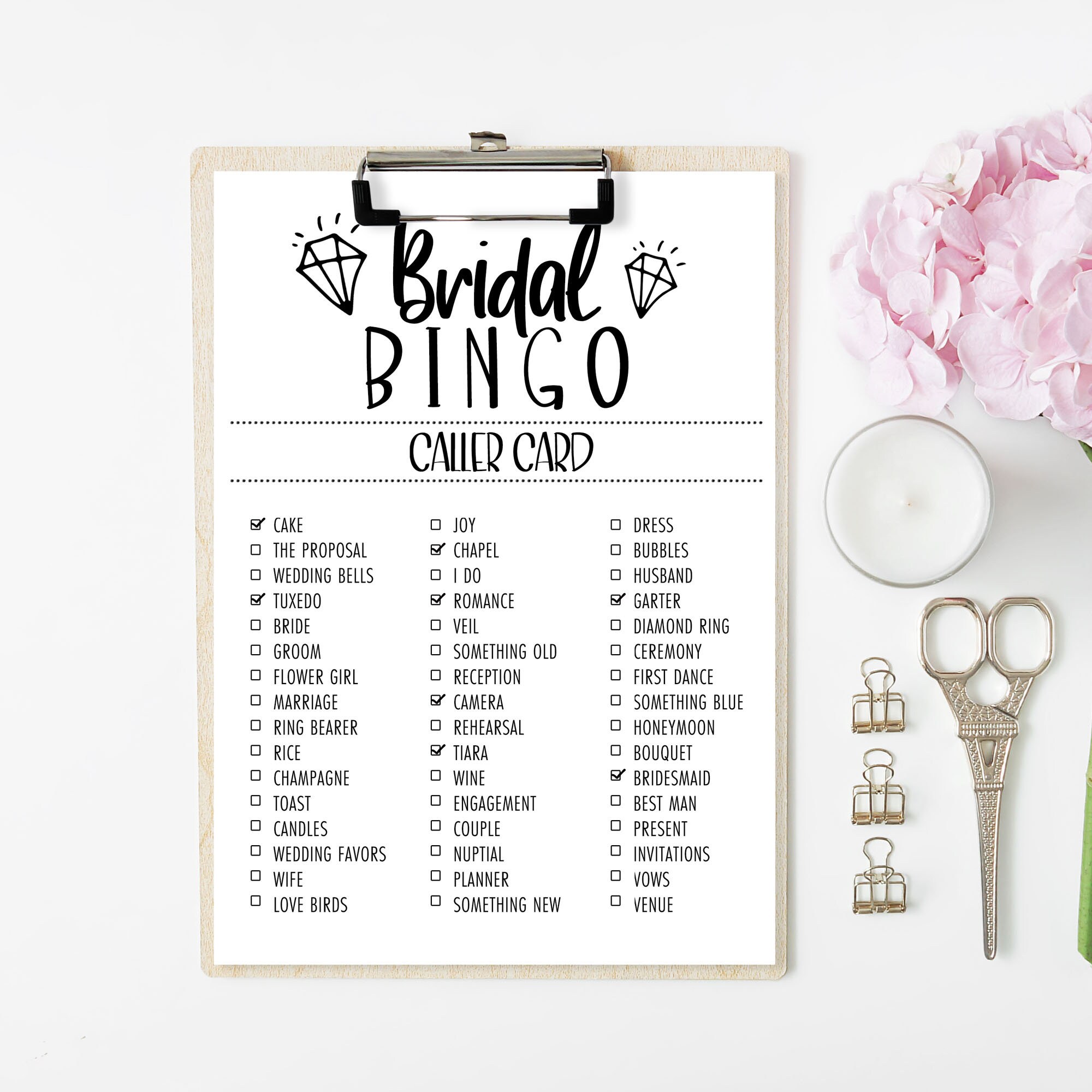 Bridal Bingo Words 25 Cards Caller Card Included. Hen Party. Etsy UK