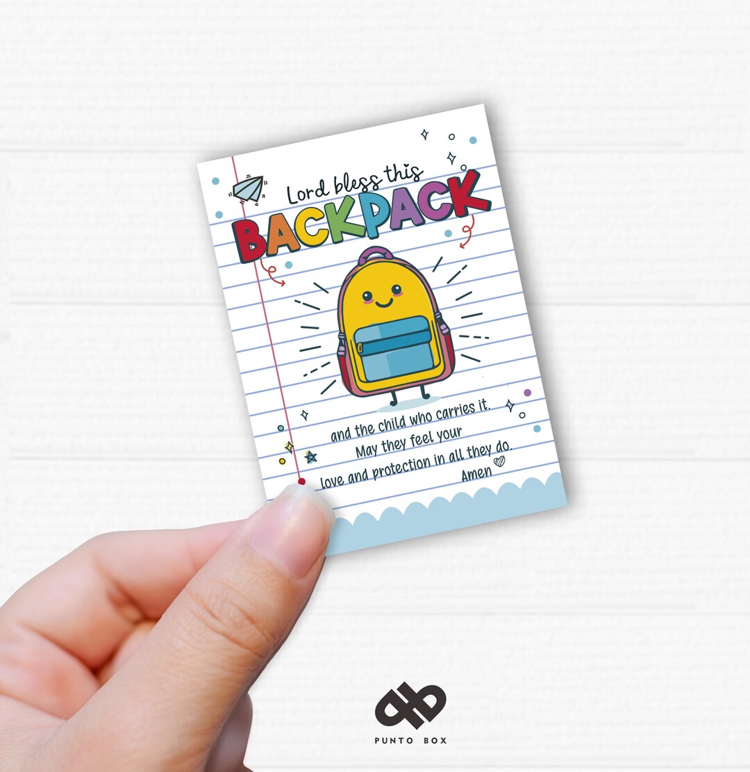 Printable Backpack Prayer Tag. Sunday School. Lord Bless This Backpack ...