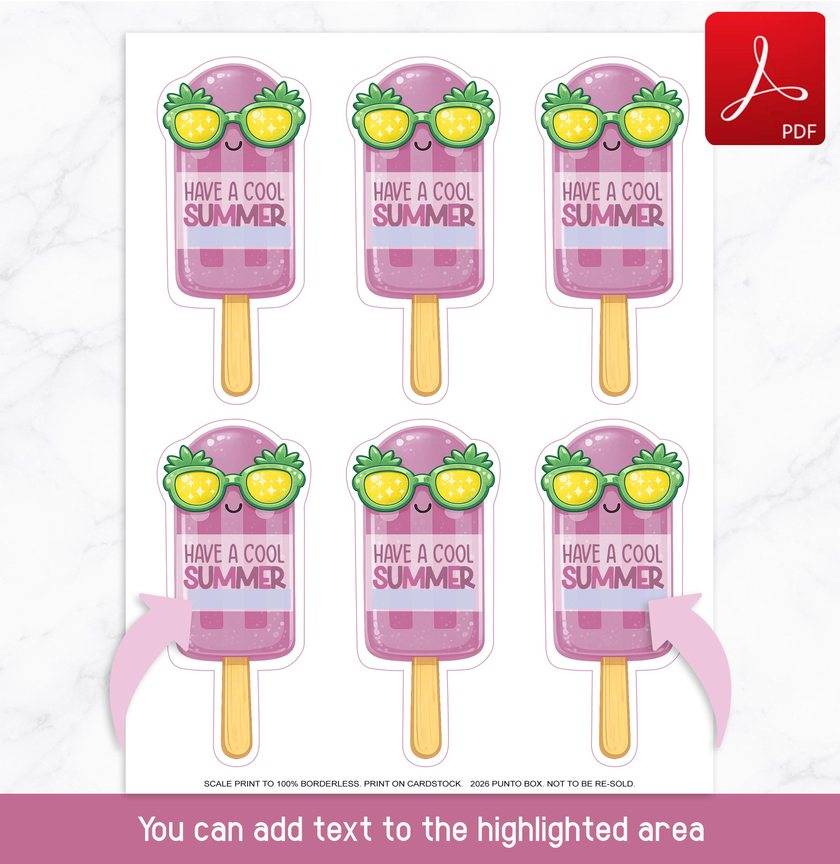 Have a Cool Summer Gift Tags | End of School Favor for Kids | Editable ...