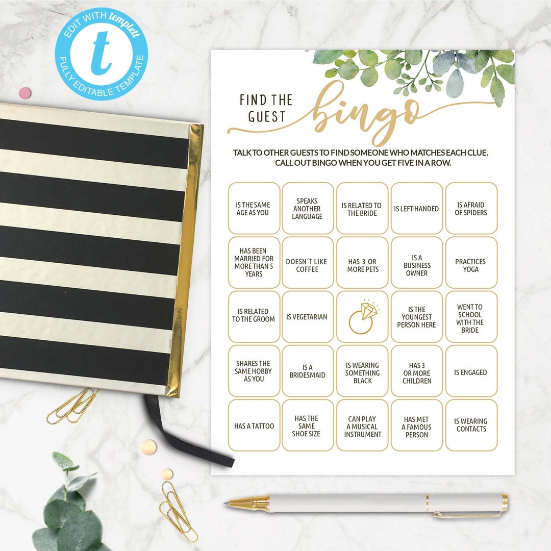 Bridal Shower Games Find The Guest Bingo Editable Template Foliage bridal-shower-games-find-the-guest-bingo-editable-template-foliage