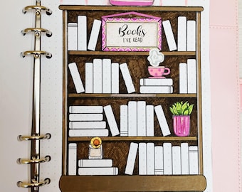 Printable Bookshelf Reading Tracker. 35 books. A5 Journal Page. Bullet Journal
