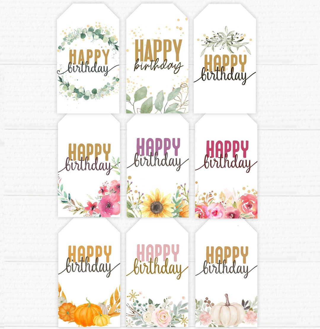 Printable Favor Birthday Tags. Not Editable. Nine Different Designs ...