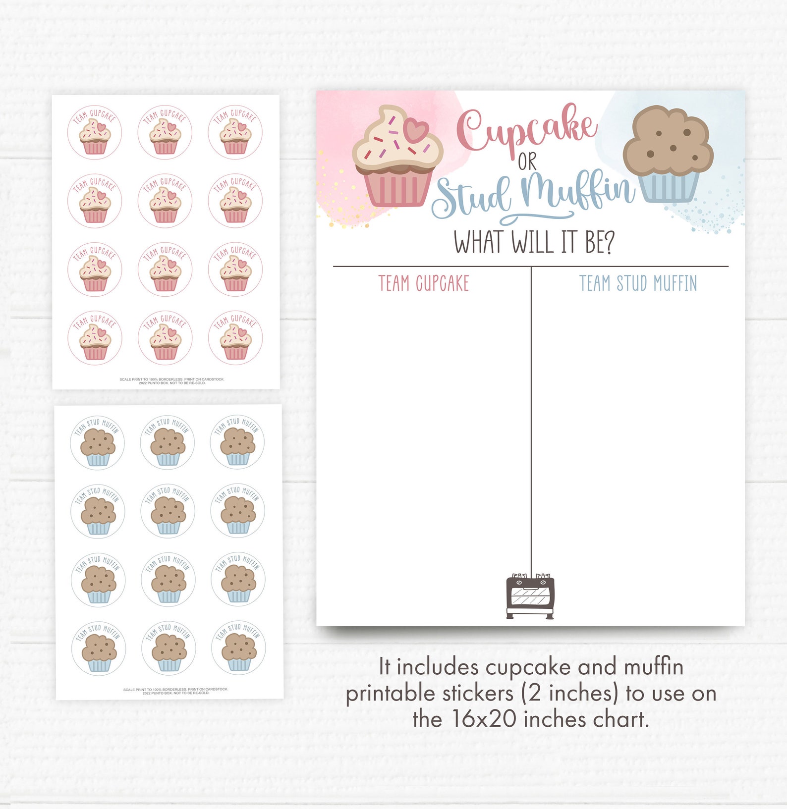 Printable Cupcake or Stud Muffin Gender Reveal. Old Wives Etsy