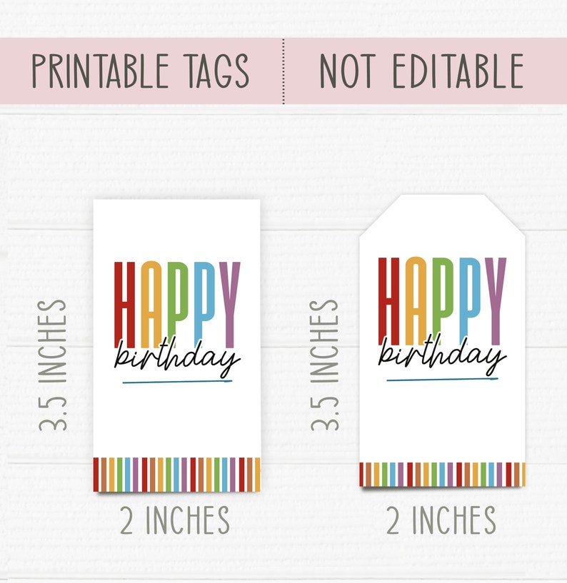 Printable Birthday Tags. Favor Tags. Not Editable. Three - Etsy