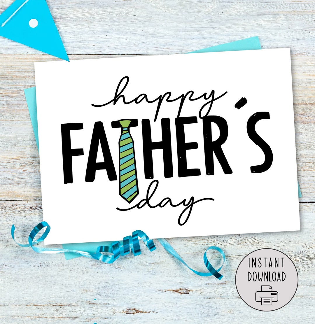 Printable Fathers Day Card. Happy Fathers Day Tie Card. Instant