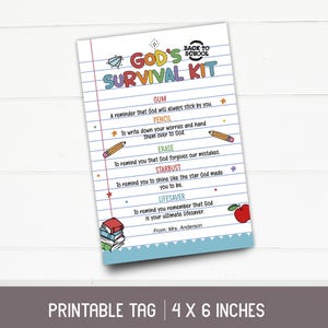 Printable Gods Survival Kit. Back to School Tag. Religious Gift ...