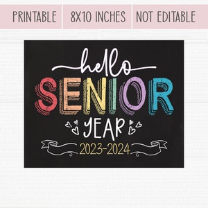 Printable First Day of School Sign. First Day of Senior Year - Etsy