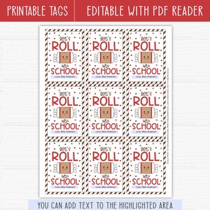 Printable Back to School Candy Tag. Editable Template. Roll Into School ...