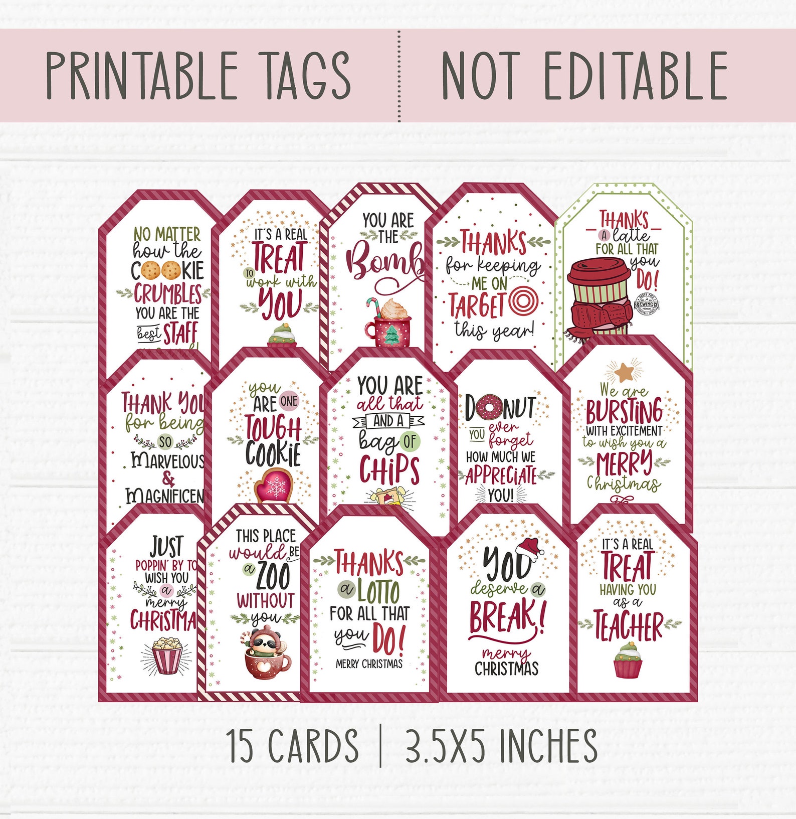 Christmas Printable Teachers Employee Treat Notes. Not - Etsy