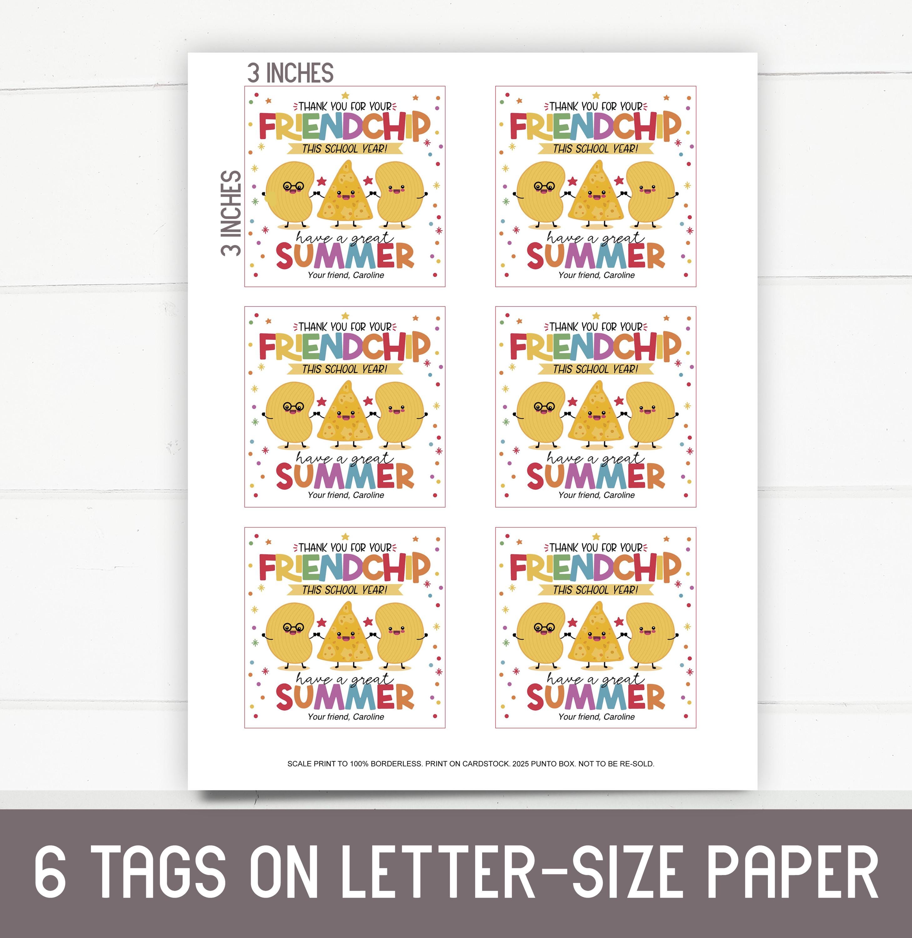 End of the Year Summer Gift Tag for Classmates – “thank You for Your ...