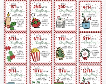 12 etichette regalo di Natale, regali natalizi stampabili per insegnanti e personale, conto alla rovescia per colleghi e vicini, download immediato