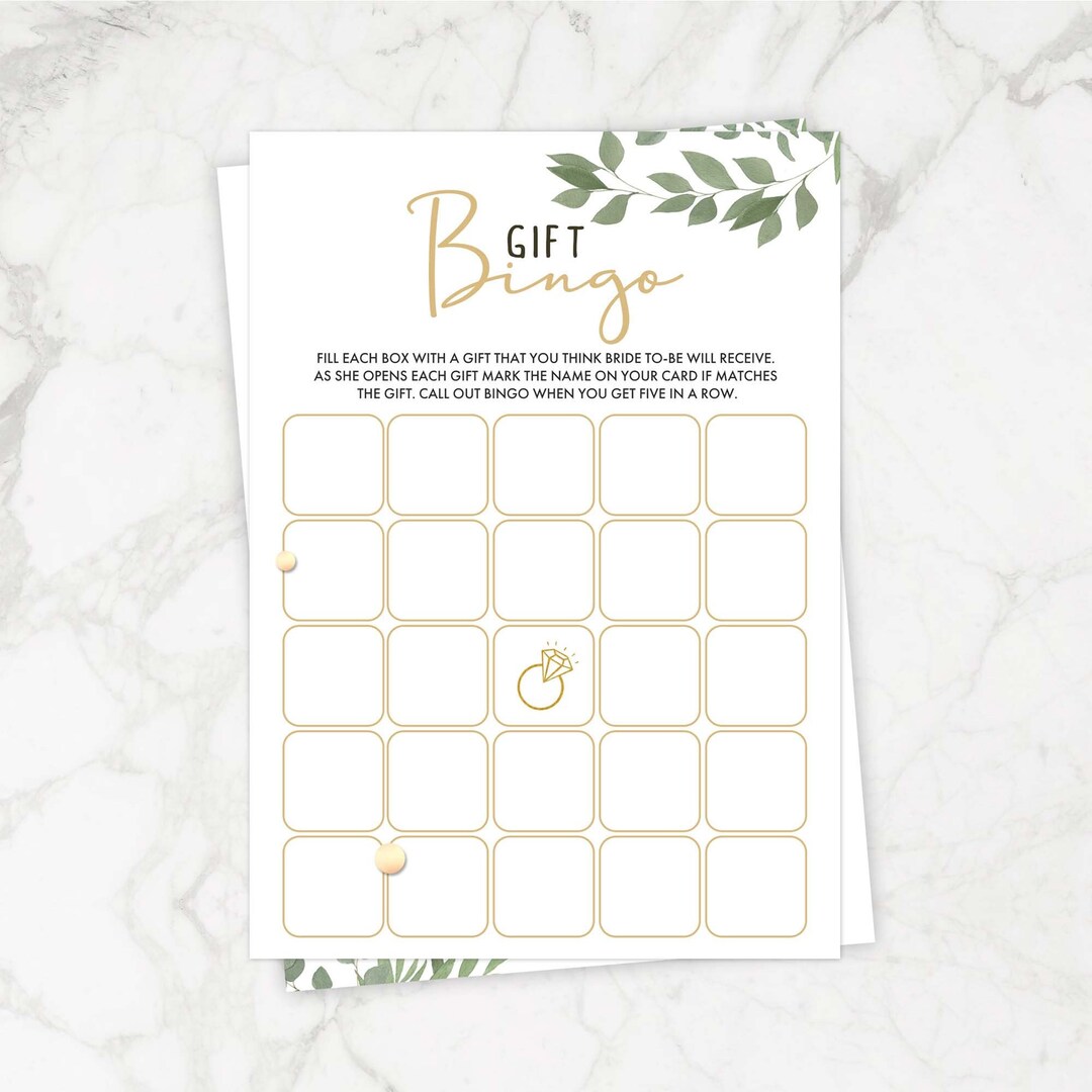 Bridal Shower Game. Printable Bridal Gift Bingo. Greenery. Hen Party ...
