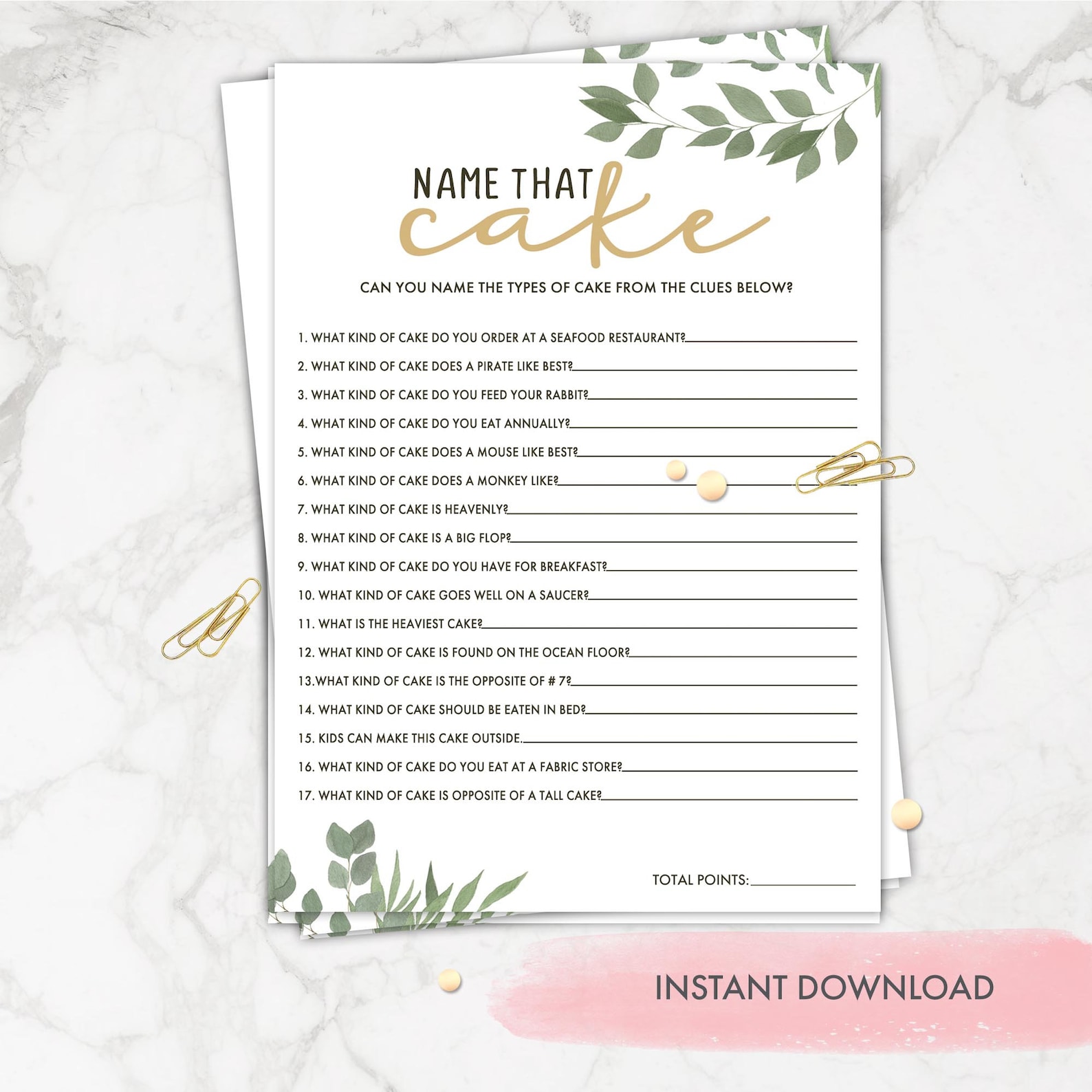 Bridal Shower Game. Name That Cake. Greenery. Hen Party Games. Etsy
