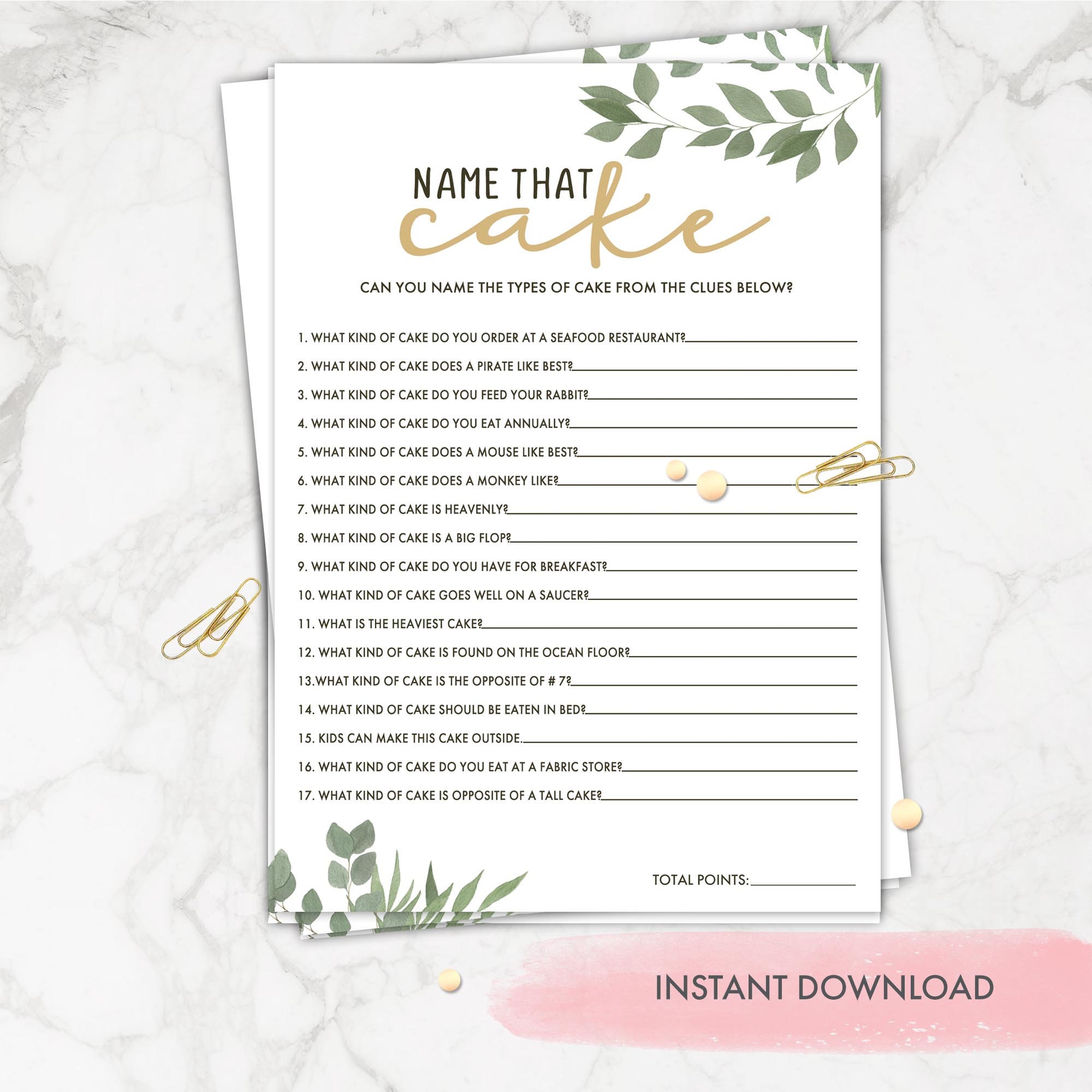 Bridal Shower Game. Name That Cake. Greenery. Hen Party Games. Etsy