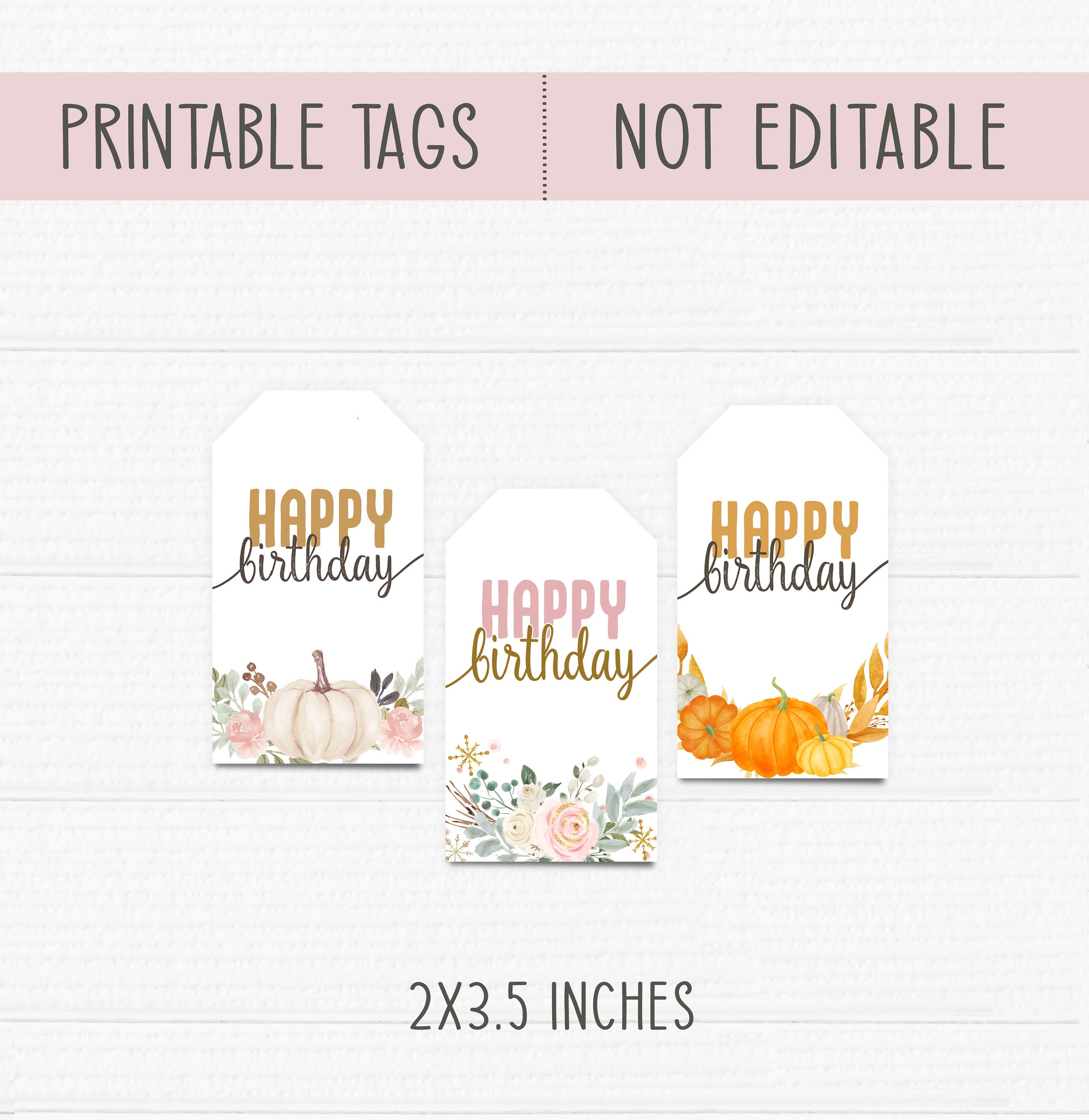 Printable Favor Birthday Tags. Not Editable. Nine Different - Etsy