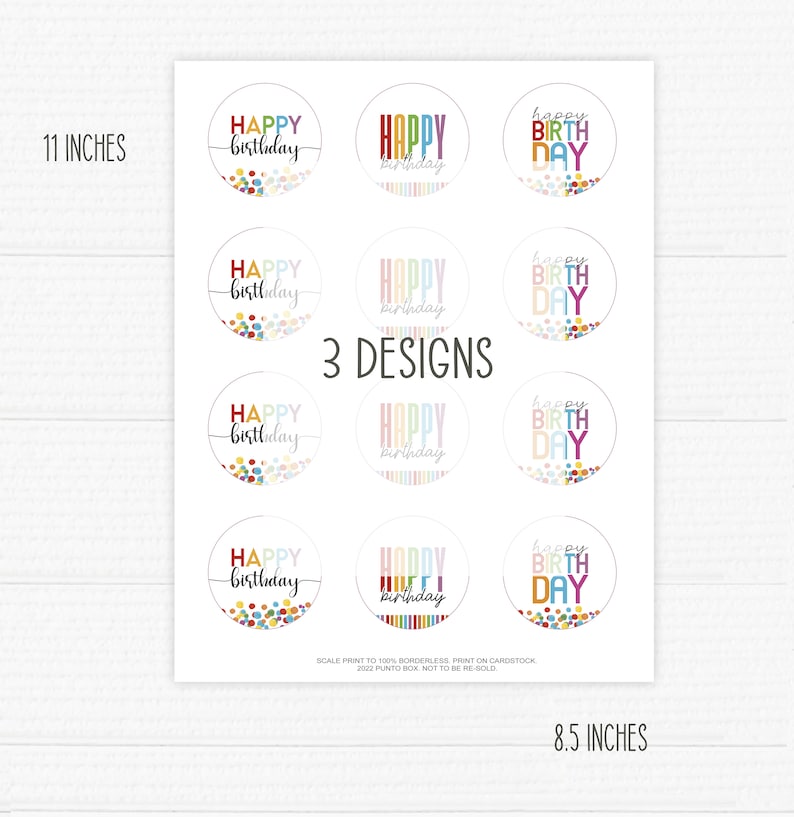 Printable Round Favor Birthday Tags. Not Editable. Three - Etsy