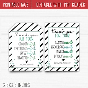Printable Teacher Appreciation Favor Tag. Thank You for Your Commitmint ...