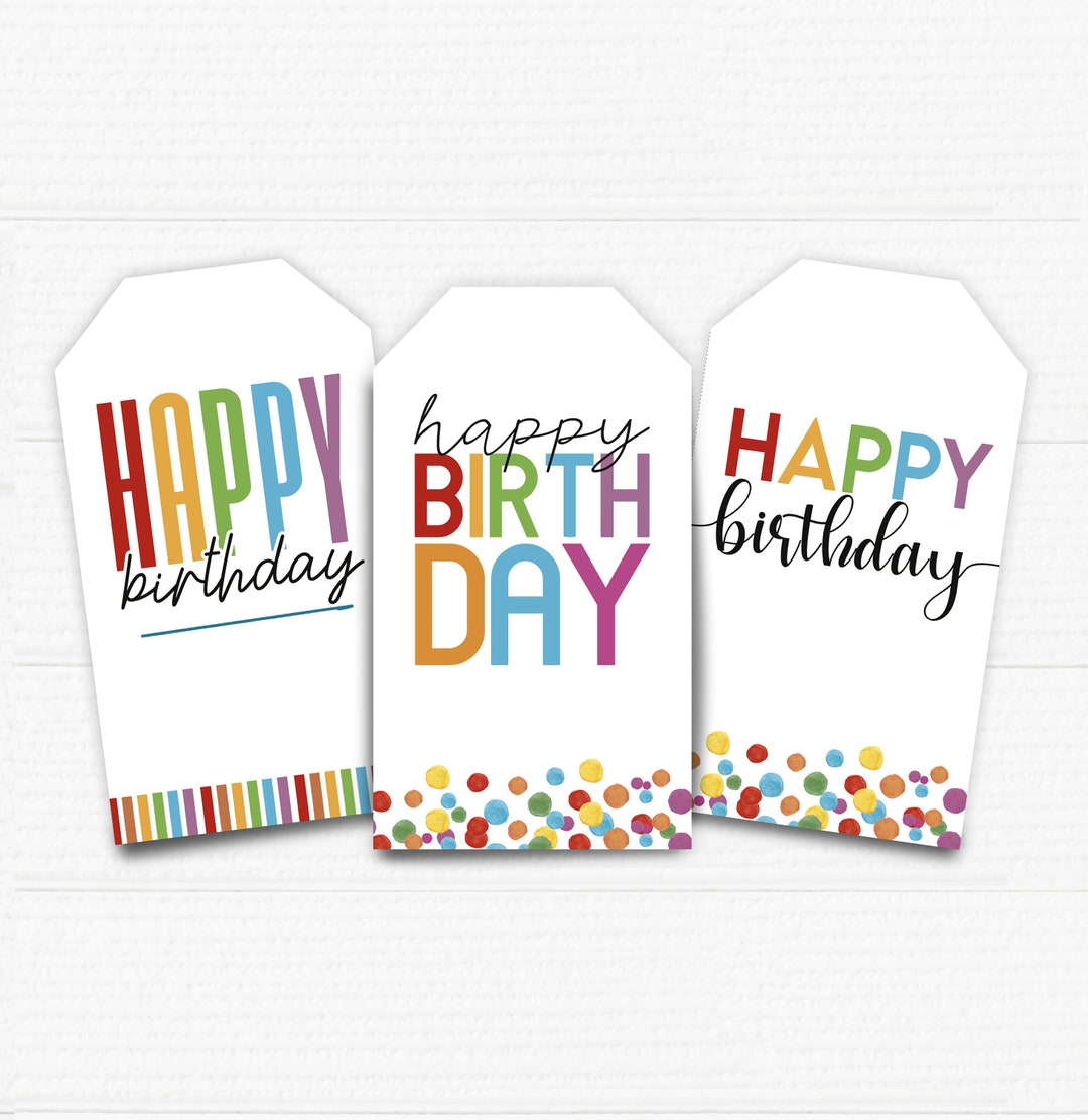 Printable Birthday Tags. Favor Tags. Not Editable. Three Different ...