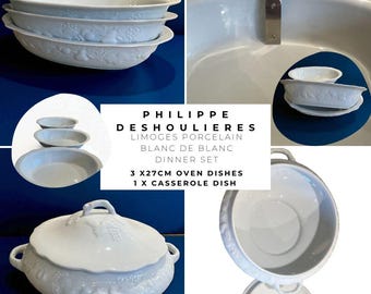 フィリップ・デシュリエのリモージュ食器セット – ブドウのレリーフを