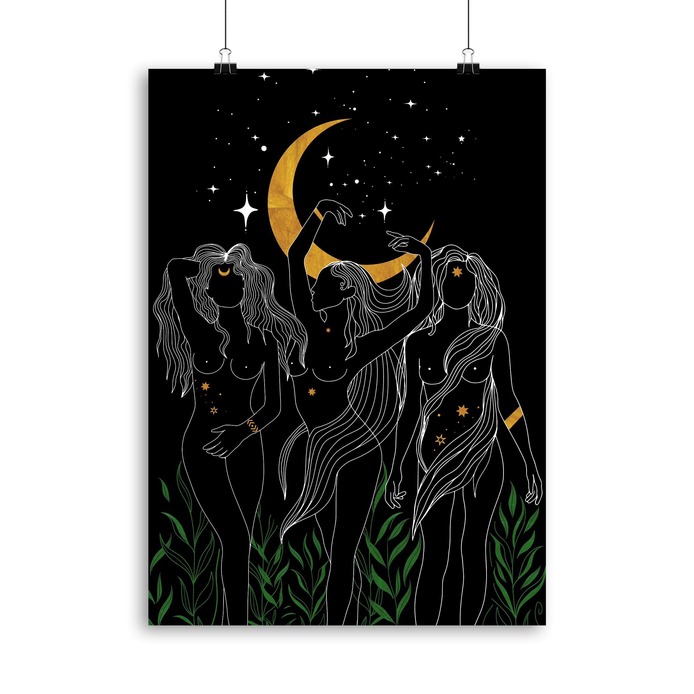 Feminine Goddess Witchy Decor Wall Decor Moon Goddess Wall Etsy