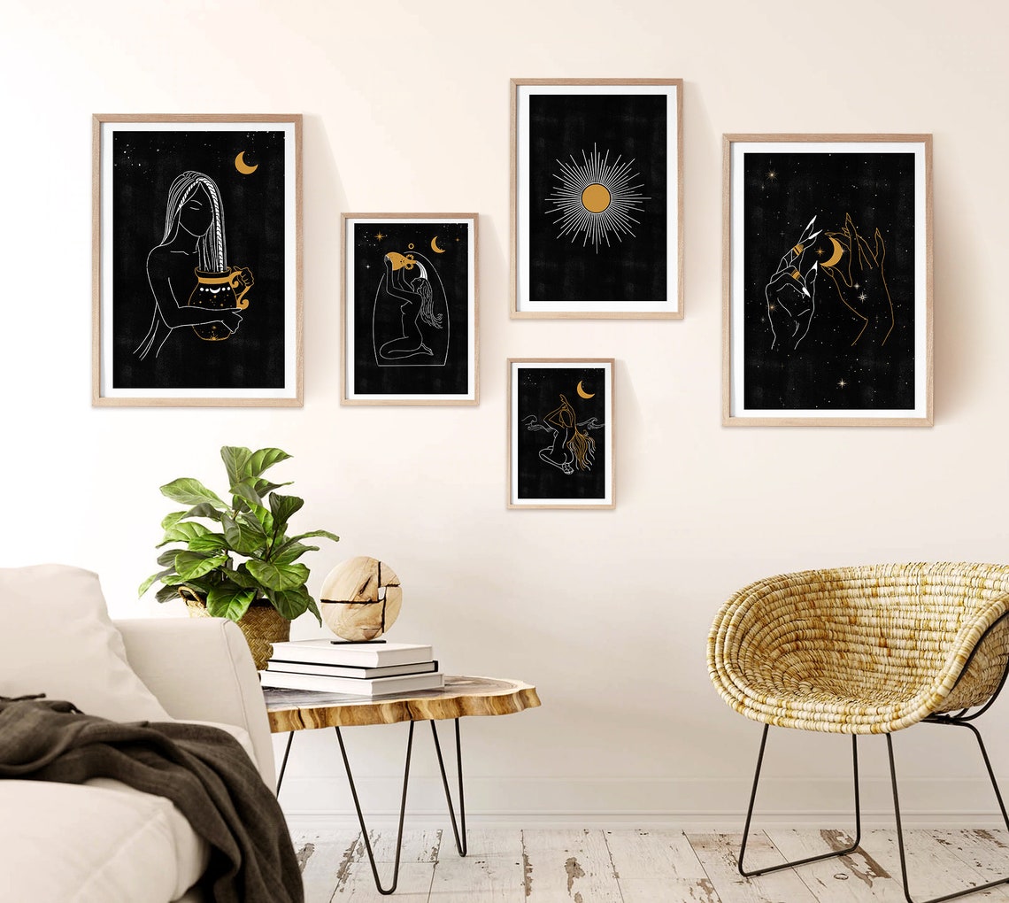 Witchy Boho Home Decor Gallery Wall Set of 5 Witchy Wall Art | Etsy