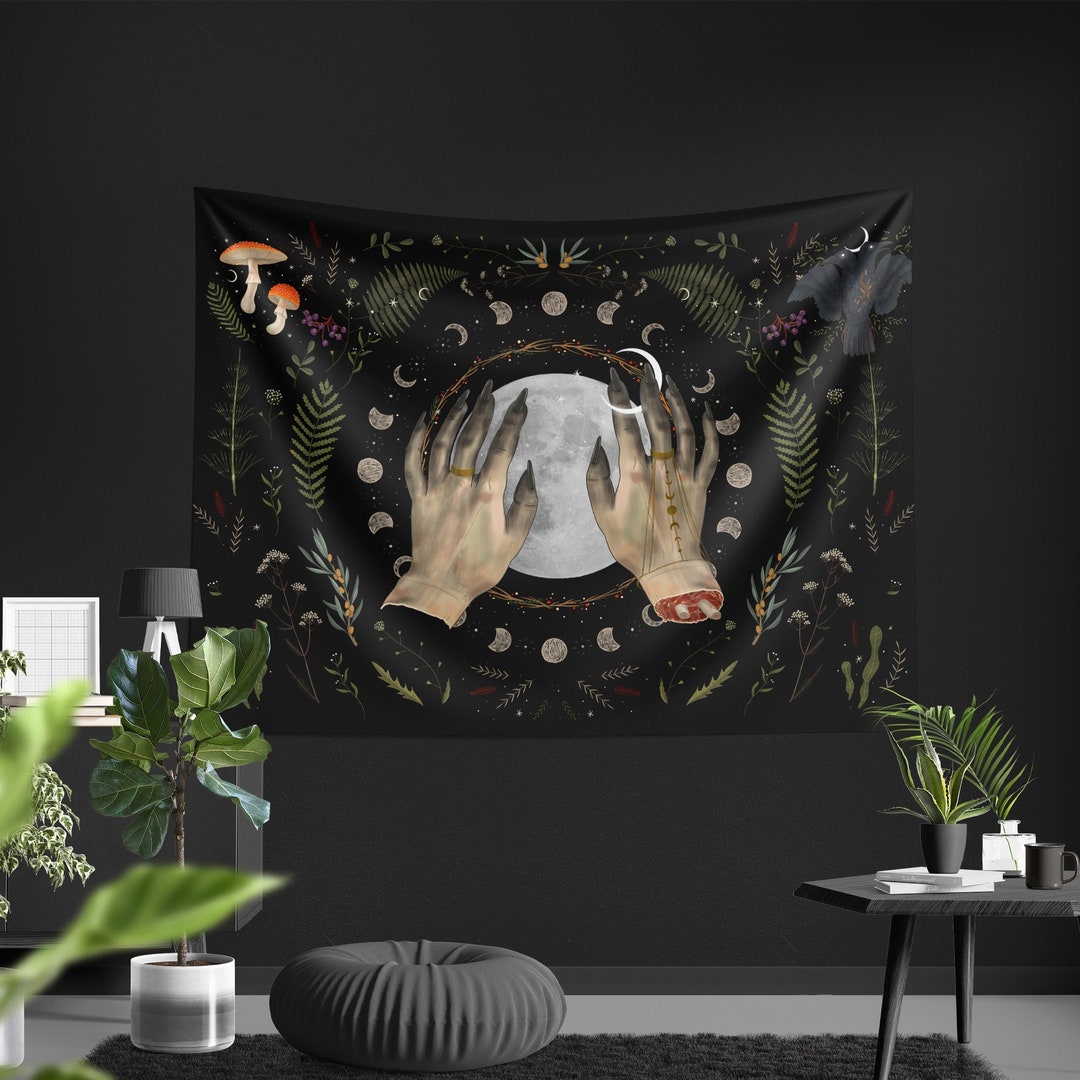 Witchy Tapestry Dorm Room Decor Wiccan Decor Moon Phase - Etsy