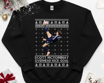 Scott Mctominay Christmas Sweatshirt, Mctominay Overhead Kick Football Jumper, Man United Ugly Holiday Sweater, Xmas Soccer Fan Gift for Him