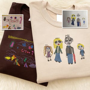 Sudadera infantil con dibujo personalizado, suéter infantil con ilustraciones bordadas a partir de fotos, regalo de ropa artística para niños, regalo para padres