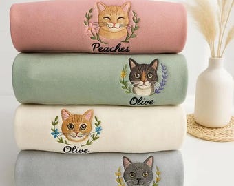 Felpa con muso di cane ricamato personalizzato, ritratto di animale domestico da maglione fotografico con nome, maglione personalizzato per amanti degli animali, regali di Natale per proprietari di animali domestici