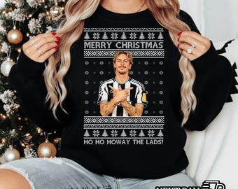 Sudadera navideña fea de Nick Woltmade, suéter navideño estampado del Newcastle United, regalo festivo de fútbol, camisetas navideñas de jugadores de fútbol