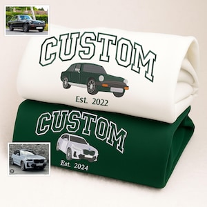 Custom Embroidered Car Portrait Sweatshirt, Racing Car Sweatshirt For Men, Personalised Car Guys Gift For Husband, Car Lovers Christmas Gift