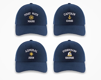 Personalised Captain Embroidered Hats, Custom Name Boat Captain Monograms Cap, Sailing Boat Anchor Baseball Hat, Captain First Mate Gift