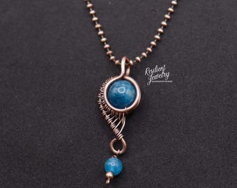 Mini Crystal Drop Pendant | Copper Wire Wrapped Layering Necklace