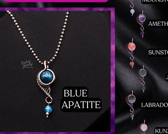 Mini Crystal Drop Pendant | Fidget Focus Aid | Copper Wire Wrapped Layering Necklace
