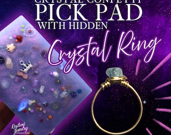 Crystal Confetti Pick Pad with Hidden Wire Wrapped Ring – Sensory Fidget Toy